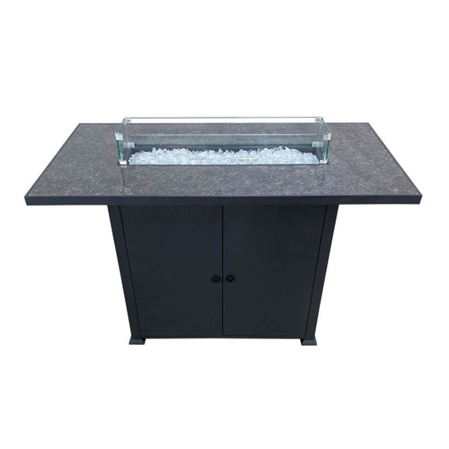 AZ Patio Heaters Rectangular Bar Height Granite Top Fire Pit with Wind Screen