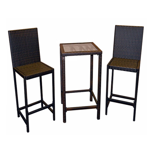 AZ Patio Heaters Bistro Patio Set in Dark Brown Wicker