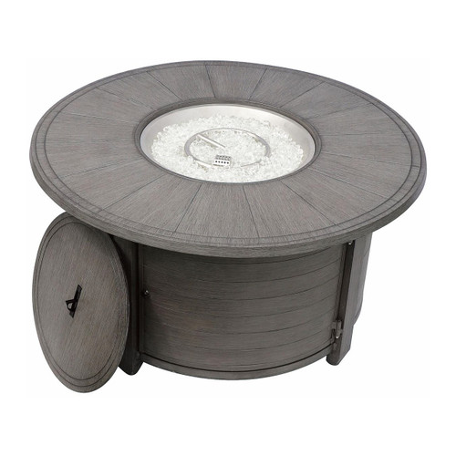 AZ Patio Heaters Cast Aluminum Round Fire Pit in Brushed Wood Finish