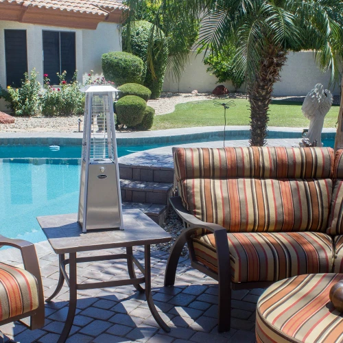 AZ Patio Heaters Glass Tube Table Top Patio Heater in Stainless Steel