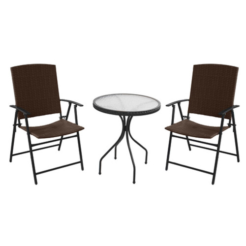 AZ Patio Heaters Three Piece Patio Set in Dark Brown Wicker