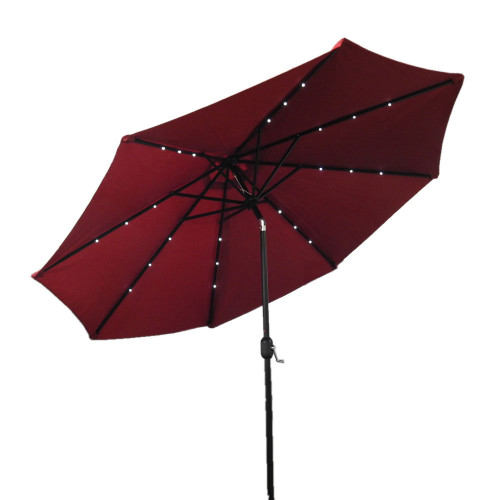 AZ Patio Heaters Solar Market Umbrella with LED Lights in Red