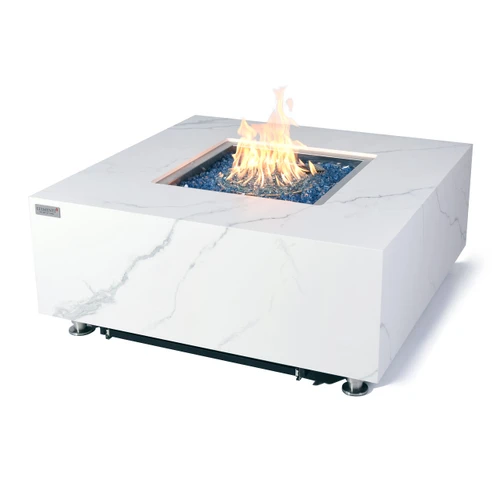 Bianco 40” Marble Porcelain Fire Table - Bianco White