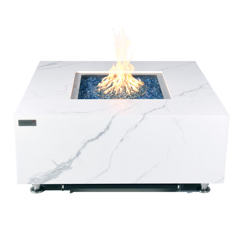 Bianco 40” Marble Porcelain Fire Table - Bianco White
