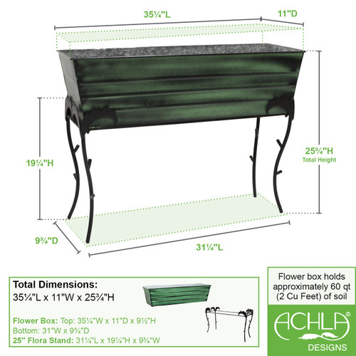 25"H Flora Stand- Large Green Flower Box