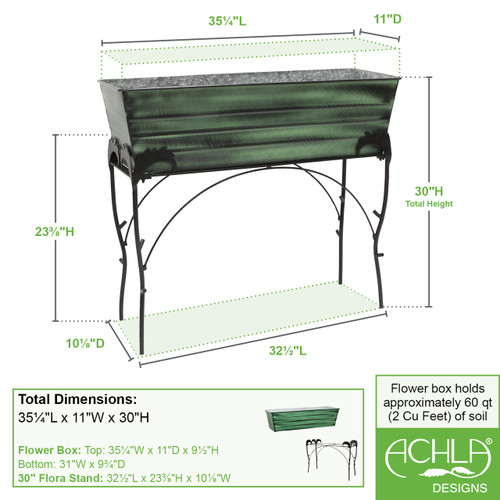 30"H Flora Stand- Large Green Flower Box
