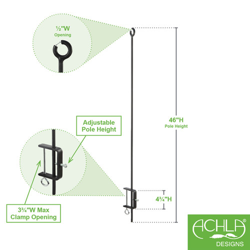 O-Hook Railing Pole for String Lights, pack of 2