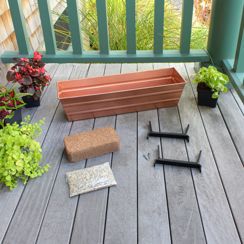 Bloom Box Garden Growing Kit, Small Copper with Brackets for 2 x 6 Railings