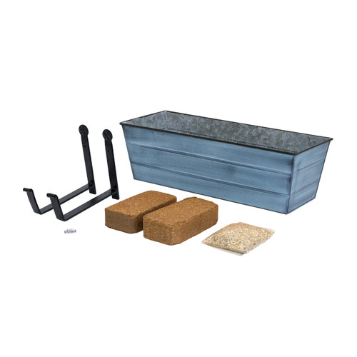 Bloom Box Garden Growing Kit, Medium Blue with Wall Brackets,