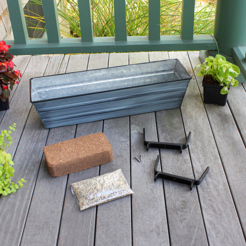 Bloom Box Garden Growing Kit, Small Blue with Brackets for 2 x 4 Railings