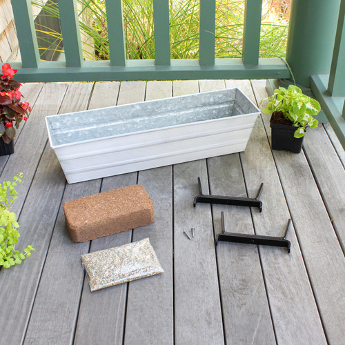 Bloom Box Garden Growing Kit, Small White with Brackets for 2 x 6 Railings
