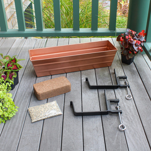 Bloom Box Garden Growing Kit, Small Copper with Clamp-On Brackets