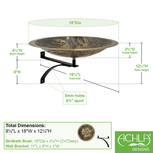 Three Hares Birdbath- Wall Mount Bracket