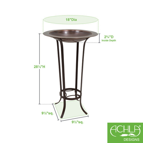 18" Classic Copper Birdbath- Tulip Stand
