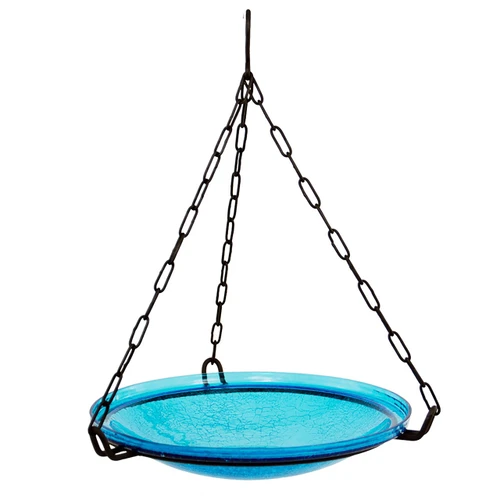 14" Teal Hanging Birdbath