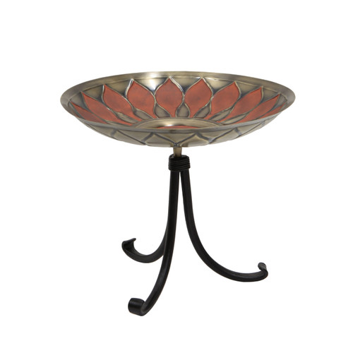 Red African Daisy Birdbath- Tripod Stand