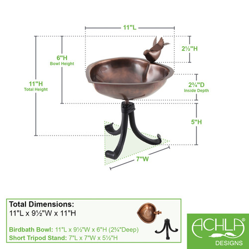 Heart Shaped Birdbath- Tripod Stand