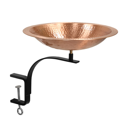 Hammered Solid Copper Birdbath- Rail Mount Bracket