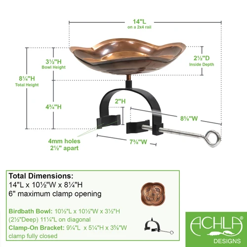 Dara Knot Birdbath- Over Rail Bracket