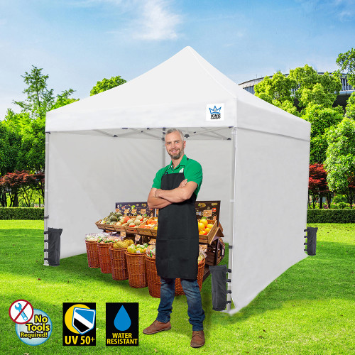 FESTIVAL 10X10 Instant Pop Up Tent w/ WHITE Cover w/ Stakes + Weight Bags + Sidewalls