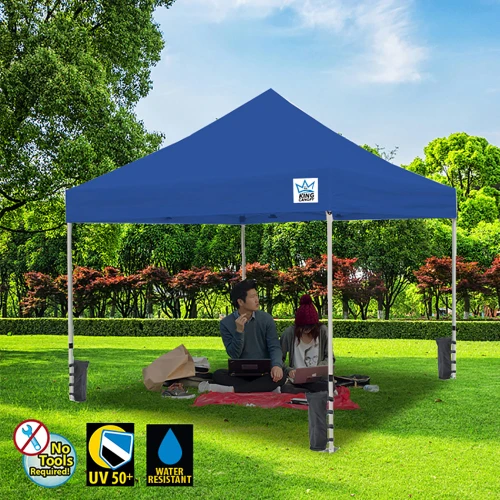 Ares 10x10 White Frame Instant Pop Up Tent w/ BLUE Cover + Stakes + Weight Bags