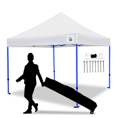 ATHENA 10X10 BLUE FRAME Instant Pop Up Tent w/ WHITE Cover