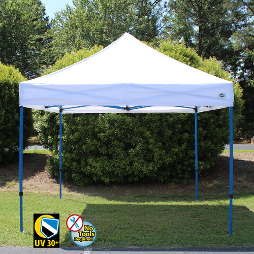 ATHENA 10X10 BLUE FRAME Instant Pop Up Tent w/ WHITE Cover
