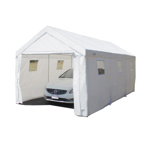True 10 ft x 20 ft Universal Enclosed Canopy Hammertone Steel & White Cover with Sidewalls