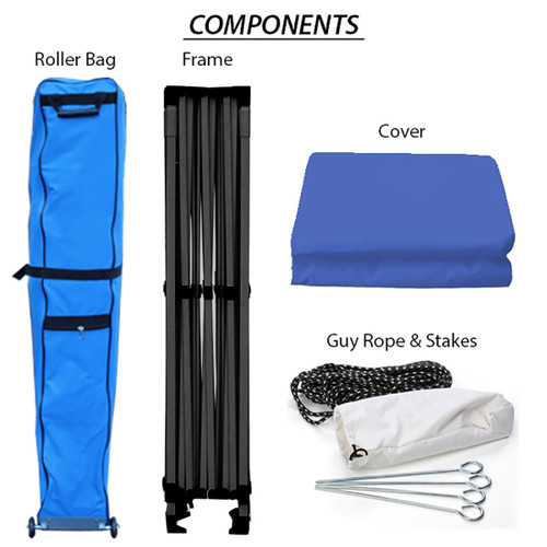 TUFF TENT BLACK Frame 10X15 Instant Pop Up Tent w/ BLUE Cover