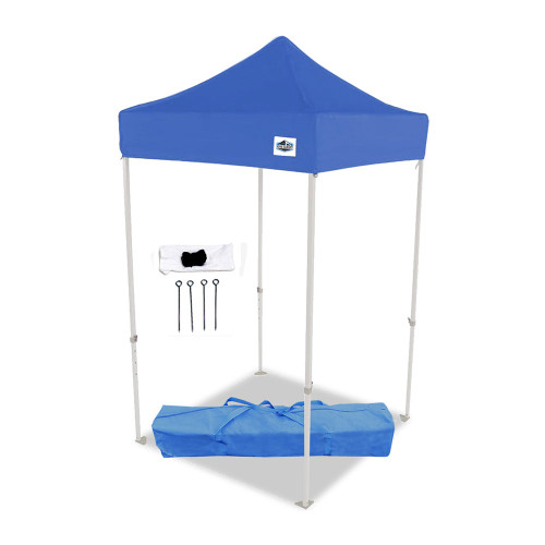Tuff Tent White Frame 5 X 5 Instant Pop Up Tent w/ Blue Cover