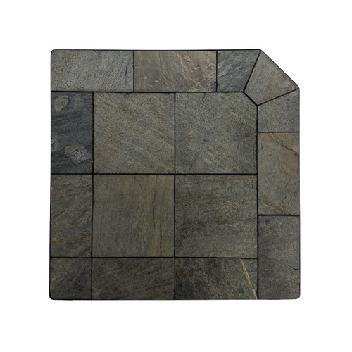 Natural Silver Slate Corner Hearth Pad