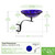 12" Cobalt Blue Crackle Birdbath- Rail Mount Bracket