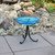 14" Teal Crackle Birdbath- Tripod Stand