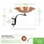 Hammered Solid Copper Birdbath- Rail Mount Bracket