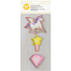 2308-0-0295 - Wilton 3 Pc Unicorn, Magic Wand and Diamond Cookie Cutter Set
