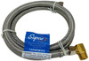 Supco 3/8" COMP X 3/8" COMP 48" Stainless Steel Hose with Elbow, 1404DWSS