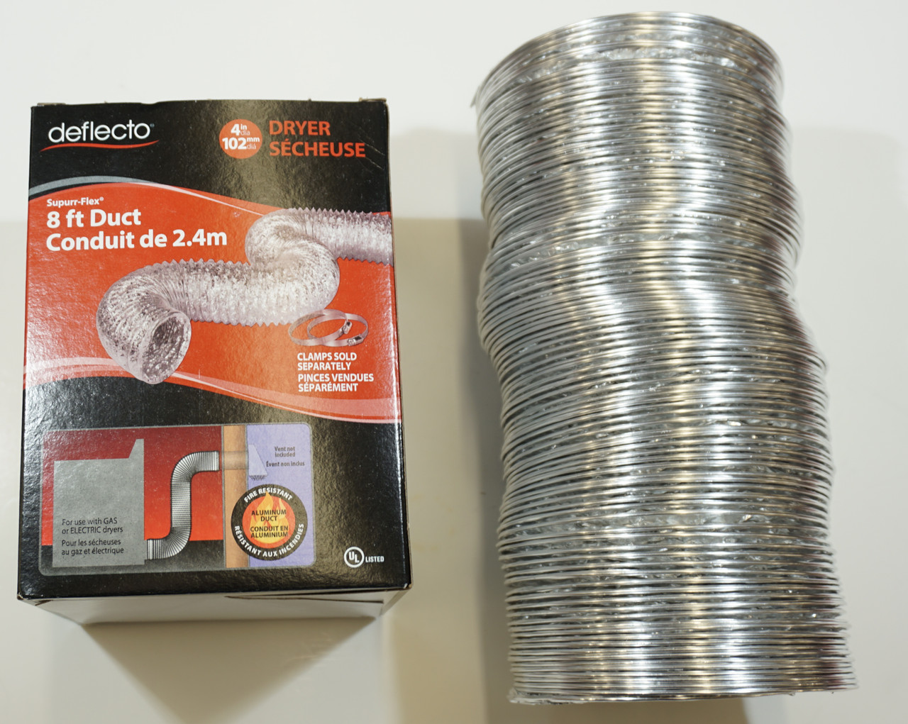 Deflecto Supurr-Flex Dryer Vent Duct, 8 foot, F0408B