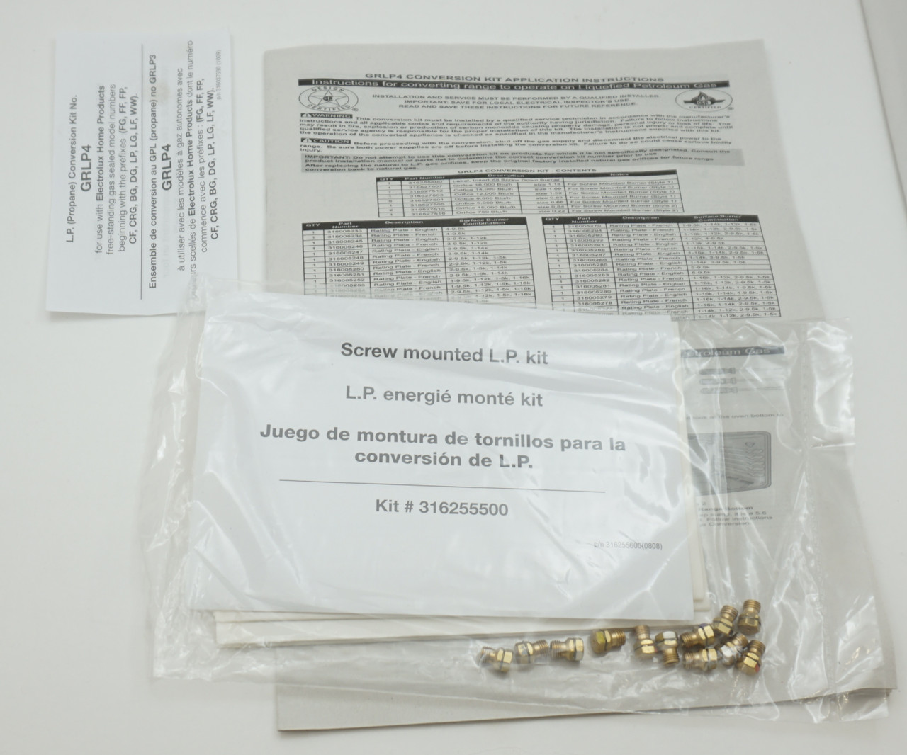 Range Natural to LP conversion kit for Electrolux Home Products, GRLP4