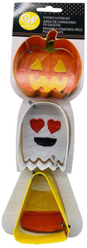 Wilton Pumpkin, Ghost, and Candy 3 Piece Cookie Cutter Set, 2308-7566