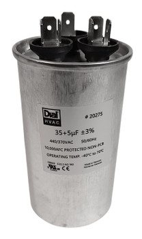20275 - Dual Run Capacitor, Round, 35+5 Mfd., 370/440 Volt