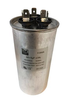 20325 - Dual Run Capacitor, Round, 60+5 Mfd., 370/440 Volt