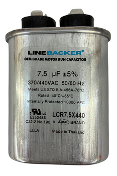 SUPCO Linebacker Motor Run Oval Capacitor, 7.5 Mfd., 440 Volt, LCR7.5X440