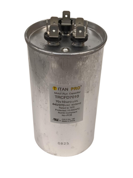 Titan Pro Run Capacitor, Round, 70+10 Mfd, 370V-440V, TRCFD7010