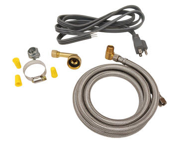 SUPCO Dishwasher Line Install Kit with Elbow, 6' Stainless Steel Hose, DWK6572SSE