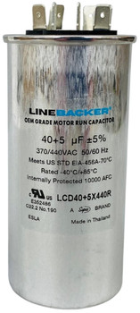 Linebacker Dual Run Capacitor, Round, 40 + 5 Mfd., 370/440 Volt, LCD40+5X440R