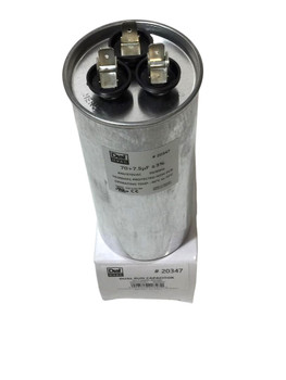 Dual Run Capacitor, Round, 70+7.5 Mfd., 370/440 Volt, 50/60 Hz, 20347