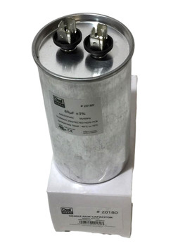 Single Run Capacitor, Round, 80 Mfd., 370/440 Volt, 50/60 Hz, 20180