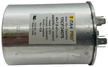 Titan Pro Run Capacitor, Round, 40+7.5 Mfd, 370V-440V, TRCFD4075