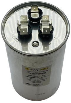 Titan Pro Run Capacitor, Round, 60+3 Mfd, 370V-440V, TRCFD603