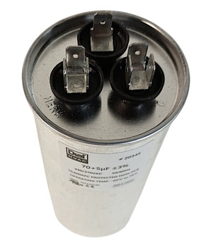 Dual Run Capacitor, Round, 70+5 Mfd., 370/440 Volt, 50/60 Hz, 20345